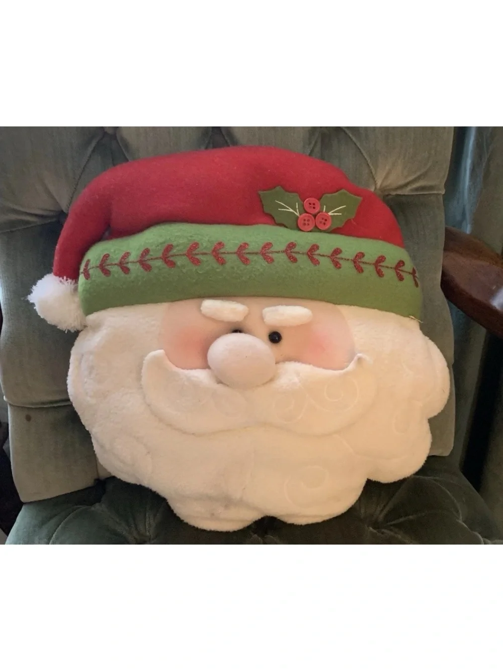 Joanna Fabric Holiday Inspiration Santa Pillow Decorative Christmas Read~